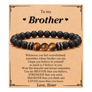 To My Bonus Dad Husband Soulmate Uncle With Paper <strong>Card</strong> Bracelet for Men Teen Boys Father's Day <strong>Christmas</strong> Gift Tiger Eye Stone - Product Image 2