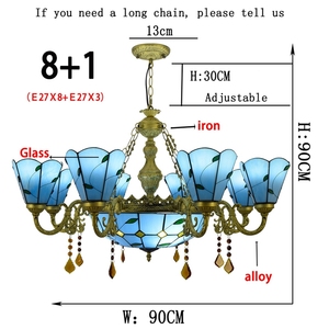 European Modern Mediterranean Blue Decorative Crystal <strong>Chandelier</strong> <strong>Tiffany</strong> Pendant Light Kitchen bar Dining Room <strong>Chandelier</strong> - Product Image 5