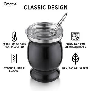 Ensemble de tasses à <span class=keywords><strong>thé</strong></span>/<span class=keywords><strong>gourde</strong></span> naturelle ye ba Mate (tasse Mate traditionnelle originale-8 onces) comprenant 1 bombilles et une brosse de nettoyage - Product Image 2