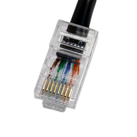 YBO Cat5e UTP 8P8C RJ45 kabel adaptor Ethernet 1 Male-to-2 Female 0.3M kabel Patch ekspansi jaringan untuk telekomunikasi