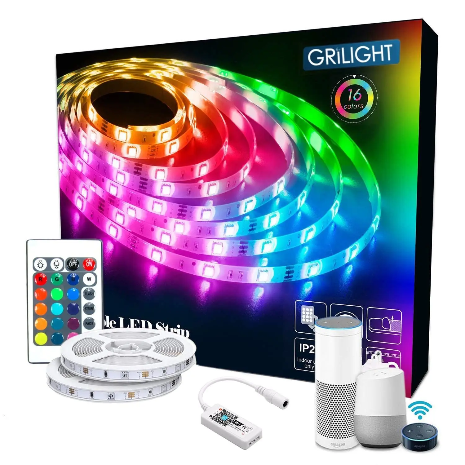 Hot Sale Kit Music Sync Voice Control Google Home Remote Controlled Flexible 5M 10M Smart WIFI 5050 RGB LED Strip Lights