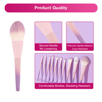 Pinceau professionnel personnalisé pour fond de teint en cheveux naturels rose Ensemble de pinceaux de maquillage de marque privée logo personnalisé