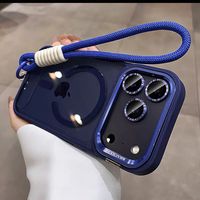 Funda Magnética Translúcida Mate para iPhone 17 Pro Max con Soporte para Tarjetas de Crédito y Cordón - Set Combinado