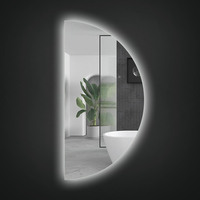 Miroir anti-buée à gradation personnalisé grand écran tactile pour la décoration intérieure miroir mural à demi-lune à led pour salle de bain miroir argenté avec lumière