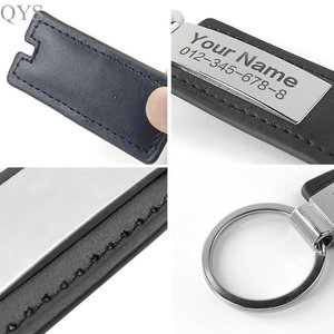 QYS Wholesale Promotional Laser <b>Key</b> <b>Chain</b> Holder Luxury Sublimation Blank Custom <b>Metal</b> Genuine Pu Leather Keychain - Product Image 3
