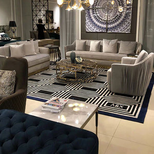 โรงแรมคลับอพาร์ทเม้นวิลล่าดีไซน์3ที่นั่งโซฟาสีทองหรูหราห้องนั่งเล่นห้องโถงเฟอร์นิเจอร์โซฟาผ้ากำมะหยี่ตกแต่งหรูหรา - Product Image 4