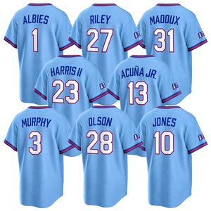 Maillot de baseball américain City Connect 2026 brodé – <span class=keywords><strong>13</strong></span> Acuna Jr., 28 Olson, 10 Jones, 27 Riley, 44 Aaron, 1 Albies - Product Image 1