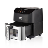 RAF R.5010 6.0L 1500W Air Fryer Layar Menu LED Jendela Tampilan 80 hingga 200C Sirkulasi Udara 360° Steker VDE Freidora De Aire Dapur
