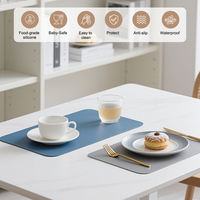 Set de table en silicone personnalisé avec logo imprimé, résistant à la chaleur, antidérapant, imperméable et lavable pour table à manger