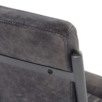 Chaise de salle à manger en cuir noir havane de style industriel, chaise de salle à manger en cuir vieilli à base en porte-à-faux rétro
