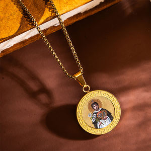 지브럭 스테인리스 스틸 레진 성 도미닉 정교회 아이콘 펜던트 18K 금도금 맞춤형 강아지 토치 묵주 천주교 종교 용품 - Product Image 3
