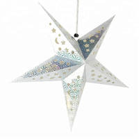 Lanterne de Noël en papier pentagramme suspendue de 120 cm (47 pouces) avec découpe au laser, lanterne en papier étoile pour décoration de fête