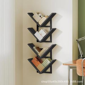 <b>Wall</b> <b>Mounted</b> Metal Wood <b>Shelf</b> 2 Tier Storage Organizer For Bedroom Living Room - Product Image 3