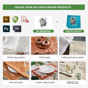 Manteles Individuales y Servilletas PMZW Verde Rosa Herme, Elegantes Manteles Individuales con Borde Festoneado - Product Image 3