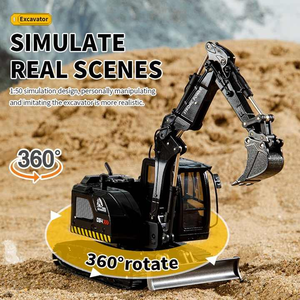 Mini-Excavatrice Statique HUINA 1726 à l'échelle 1/50, Chargeuse-<span class=keywords><strong>pelleteuse</strong></span> en Alliage Moulé sous Pression, Jouet d'Ingénierie et de Construction pour Enfants - Product Image 6
