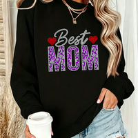 Transfert de strass personnalisé, motif de transfert thermique « Meilleure maman » pour t-shirts