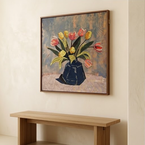 Marco de Resina - Verde - Arte Mosaico |   Maceta de mosaico con diseño de tulipán |   Pintura Mural de Mosaico de Vidrio |   Mosaicos de jarrones de flores (21CM X 21CM) - Product Image 1