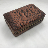 Étui à cigares en cuir véritable de conception classique fait main avec plateau en bois, étui de voyage en cuir PU à marque privée, capacité de quatre cigares