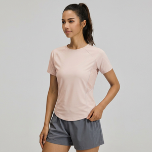 Wholesale Women's Yoga Short Sleeve Perforated Back <b>Raglan</b> Slim Fit Workout Shirt Quick Dry Breathable Running Athletic T Shirt - Product Image 1