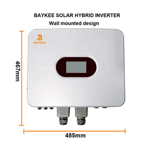 Baykee Power 5kva Mppt 450vdc Pv Ingang 220V 48V 5kw Aan En Uit Grid Tie Hybride Zonne-Energie Omvormer Met Litjium Batterij