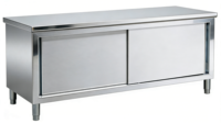 Plan de travail commercial robuste en acier inoxydable 201/304 avec portes coulissantes pour armoire de rangement de cuisine polyvalente
