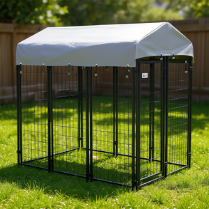 Grand enclos pour chien robuste de 6' x 4' x 6' avec toit en tissu Oxford, fermeture sécurisée, noir, pour animaux de petite taille - Product Image 2