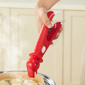 Pince de cuisine anti-brûlure rouge et blanche, clips pour bols, pince de cuisson vapeur en plastique, support de plat avec design en forme d'oiseau pour une manipulation sûre - Product Image 3