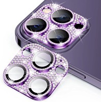 Protection d'objectif d'appareil photo en verre trempé scintillant avec cadre métallique pour iPhone 12-17 Pro Max, protection antichoc 3D de qualité A++