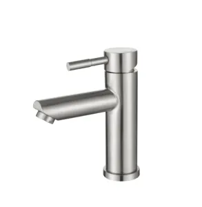 High Quality Bathroom Mixer Hot Cold Basin Tap 304 Stainless Steel Single Handle Brushed Basin Faucet