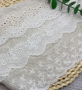 4-5cm Cotton Fabric Embroidery Lace Garment Pastoral Decoration CottonTrimmings Lace to apply in clothes