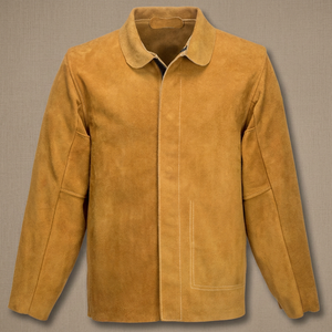 Welding <b>Jacket</b> Cowhide Leather Welding Coat Heat Flame Resistant Heavy Duty Weld Clothes for Men Women - Product Image 1