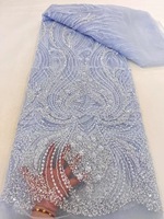 NI.AI Fleur Perlée Paillettes Conception Dentelle Tissu Africain Embroid Tissu Perlé Dentelle Tissu