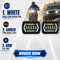 Phare LED de remplacement JHS H6054 5x7 avec DRL blanc, clignotant ambre, faisceau haut et bas pour moto Harley Cafe Racer Factory