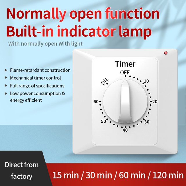 AC 220V Mechanical Countdown Pump Interruptor Timer Switch Control Time Switch Controller 30/60/120 Minute Options Tool Category