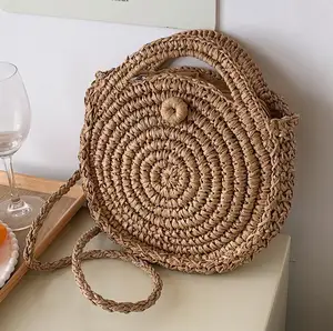 Bolso grande De Paja para mujer, Bolsa De playa tejida De Paja para el verano, bolso De mano para vacaciones