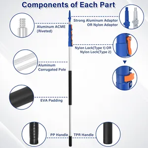 24FT 인기 상품 긴 망원경 연장 극 다목적 확장 극 망원경 극