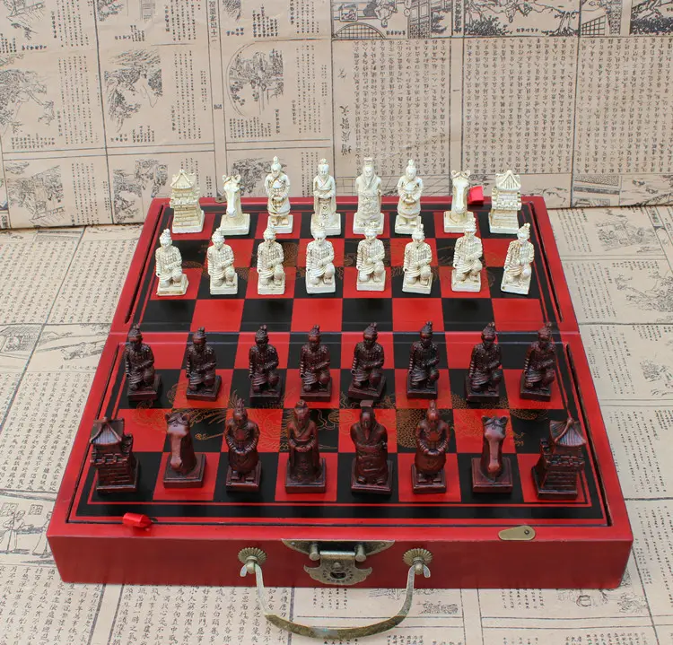 Creative Chess Medium Chess Piece Antique Wooden Folding Chessboard Three-dimensional Chess Cartoon Characters