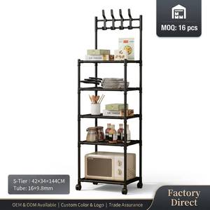 Carrito de Almacenamiento Metálico Deslizante de 4 Niveles para Cocina, con Ganchos, Carrito Móvil para Horno de Microondas, Organizador de Estantes para Especias y Herramientas - Product Image 1