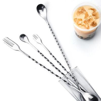 OUYADA Cocktail de thé glacé à long manche en acier inoxydable 304 pour boissons, fourchette, bar, cuillère à café, fournisseurs torsadés