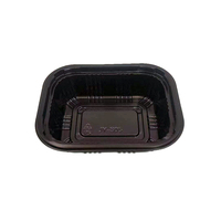 Boîte alimentaire jetable JY-805 en plastique noir avec couvercle, plateau en PS pour snacks, pizza, sushis avec couvercles