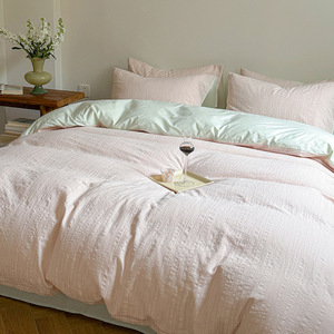 An Youtian 40 Count Pure Cotton <b>Bedding</b> <b>Set</b> 133x72 Twill Solid Color Duvet Cover And Sheet <b>Set</b> For Bedroom - Product Image 2