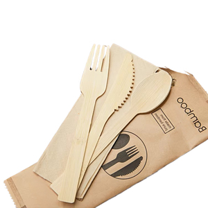 170mm Custom Logo Bamboo Utensil Disposable Bamboo Cutlery Set Biodegradable Dinnerware For Party Camping