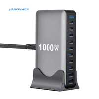 1000W Multiport 10 Ports USB GaN HUB QC3.0 Station de charge de bureau 140W 100W PD USB-C adaptateur de chargeur rapide pour tablette portable