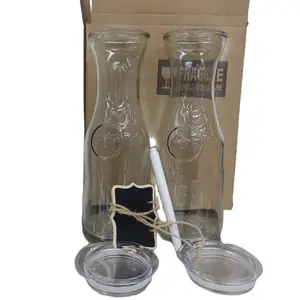 ขวดเครื่อง<span class=keywords><strong>ดื่ม</strong></span>ความจุขนาดใหญ่2ชิ้นขวดปากขวดก<span class=keywords><strong>ว</strong></span>้างปิดสนิทเหยือกแก้วใส่น้ำเย็นเหยือกแก้วขวดน้ำผลไม้ - Product Image 1