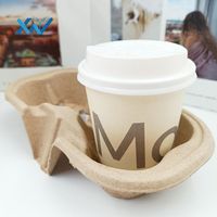 Dégradable Jetable Pulpe Café Lait Thé Titulaire Pulpe Deux Tasse Boisson Pulpe Porte-Gobelet