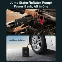 Baseus-Démarreur de voiture 2 en 1 avec compresseur à air, pompe à pneu, chargeur de batterie d'urgence, dispositif de démarrage