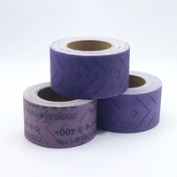 Rouleau de feuille abrasive en céramique violette 70 mm x 12 m, papier abrasif automobile multi-perforé, haute dureté, épaisseur 1 mm, pour ponçage de surface, OEM