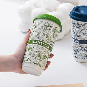 Dragon Pavilion Chinese Style <b>Ceramic</b> <b>Mug</b> 401-500ml <b>With</b> <b>Lid</b> Large Capacity Portable <b>Travel</b> Cup For Home Office Use - Product Image 3