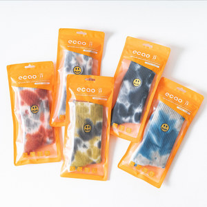 Chaussettes pour hommes personnalisées OEM, tie-dye, broderie sourire, coton côtelé, style streetwear, skate, décontractées - Product Image 4