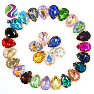 Diamantes <span class=keywords><strong>de</strong></span> imitación <span class=keywords><strong>de</strong></span> cristal en forma <span class=keywords><strong>de</strong></span> gota inferior dorada <span class=keywords><strong>de</strong></span> colores mezclados, ropa <span class=keywords><strong>de</strong></span> costura, Hotfix diamantes <span class=keywords><strong>de</strong></span> imitación <span class=keywords><strong>de</strong></span> alta calidad, vista para coser en cristal Rin - Product Image 1